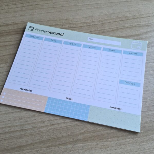 Bloco de Planner Semanal Masculino