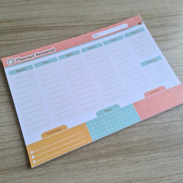 Bloco de Planner Semanal Feminino