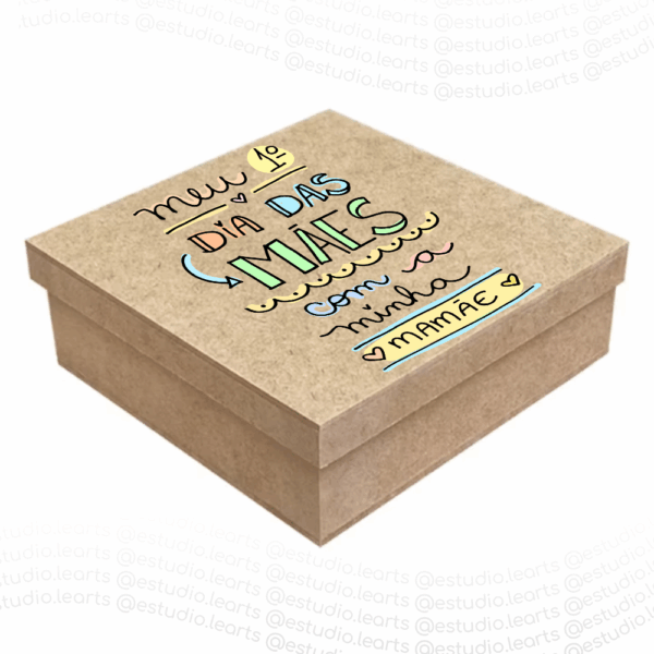 Caixa 15x15x5 Personalizada Tampa de Sapato MDF Cru - Dia das Mães modelo 0020