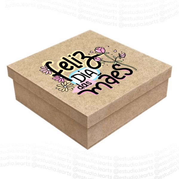 Caixa 15x15x5 Personalizada Tampa de Sapato MDF Cru - Dia das Mães modelo 0027