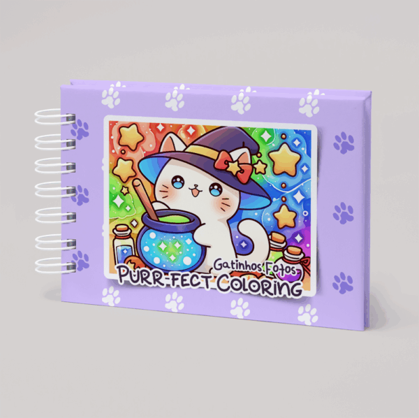 Livro de Colorir Gatinho – Capa Kawaii lilás