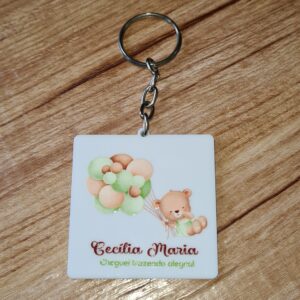Chaveiro Personalizado Plástico Quadrado Dupla Face Lembrancinha Nascimento