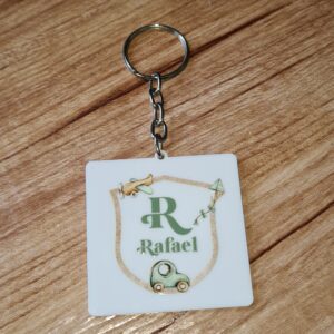 Chaveiro Personalizado Plástico Quadrado Dupla Face Lembrancinha Nascimento