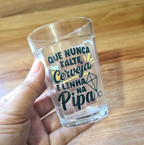 Copo Americano de Vidro Que Nunca Falte Cerveja e Linha na Pipa