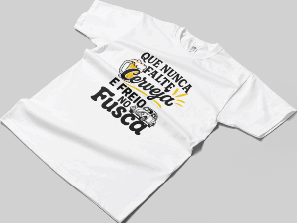 Camisa T-sthirt Cerveja e Freio no Fusca - branca