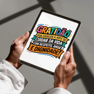 Arte Digital Lettering - Gratidão por Cuidar da Vida