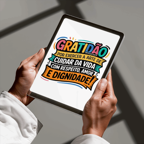 Arte Digital Lettering - Gratidão por Cuidar da Vida