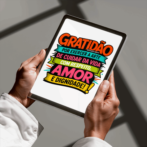 Arte Digital Lettering - Gratidão por Cuidar da Vida