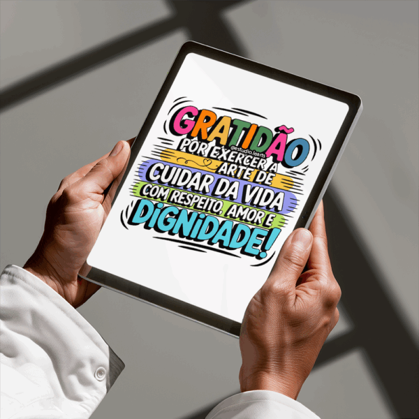 Arte Digital Lettering - Gratidão por Cuidar da Vida
