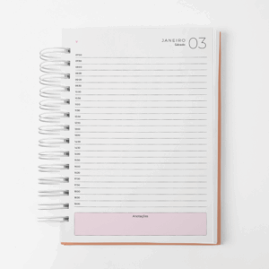Agenda Branco Papel 2026 – Datado - 1 dia por página Rosa