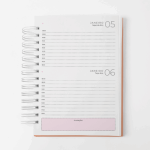Agenda Branco Papel 2026 – Datado - 2 dias por página Rosa