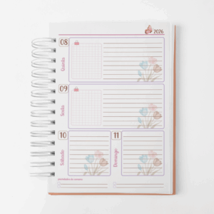 Planner Flores Horizontal Datado 2026