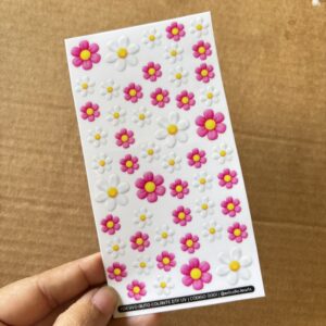 Cartela Adesivo DTF UV - Flores Rosas e Brancas - Personalize Capa de Celular, Copos, Caixas, Presentes e Muito Mais!