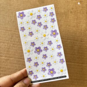Cartela Adesivo DTF UV - Flores Brancas e Lilás - Personalize Capa de Celular, Copos, Caixas, Presentes e Muito Mais!