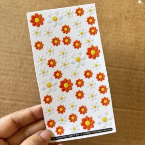 Cartela Adesivo DTF UV - Flores Laranjas e Branco - Personalize Capa de Celular, Copos, Caixas, Presentes e Muito Mais!