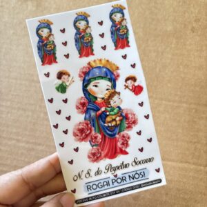Cartela Adesivo DTF UV - Nossa Senhora do Perpetuo Socorro - Personalize Capa de Celular, Copos, Caixas, Presentes...
