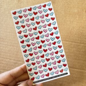 Cartela Adesivo DTF UV - Corações Coloridos - Personalize Capa de Celular, Copos, Caixas, Presentes e Muito Mais!