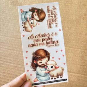 Cartela Adesivo DTF UV - O Senhor é Meu Pastor - Personalize Capa de Celular, Copos, Caixas, Presentes e Muito Mais!