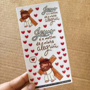 Cartela Adesivo DTF UV - Jesus - Personalize Capa de Celular, Copos, Caixas, Presentes e Muito Mais!