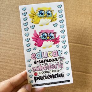 Cartela Adesivo DTF UV - Professora - Personalize Capa de Celular, Copos, Caixas, Presentes e Muito Mais!