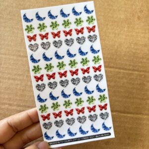 Cartela Adesivo DTF UV - Lua, Flor, Coração, Borboleta - Personalize Capa de Celular, Copos, Caixas, Presentes...