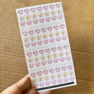 Cartela Adesivo DTF UV - Coração, Flor, Star - Personalize Capa de Celular, Copos, Caixas, Presentes e Muito Mais!