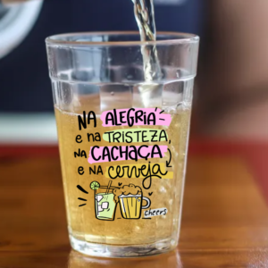 Copo Americano de Vidro Na Alegria e Na Tristeza Rosa