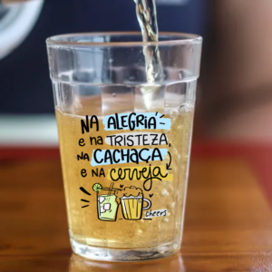 Copo Americano de Vidro Na Alegria e Na Tristeza Azul