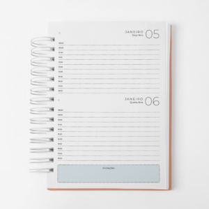 Agenda 2027 Branco Papel - Datada - 2 dias por página horizontal - Azul