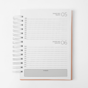 Agenda 2027 Branco Papel - Datada - 2 dias por página horizontal - Neutro