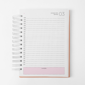 Agenda 2027 Branco Papel - Datada - 1 dia por página - Rosa