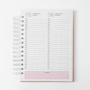 Agenda 2027 Branco Papel - Datada - 2 dias por página vertical - Rosa